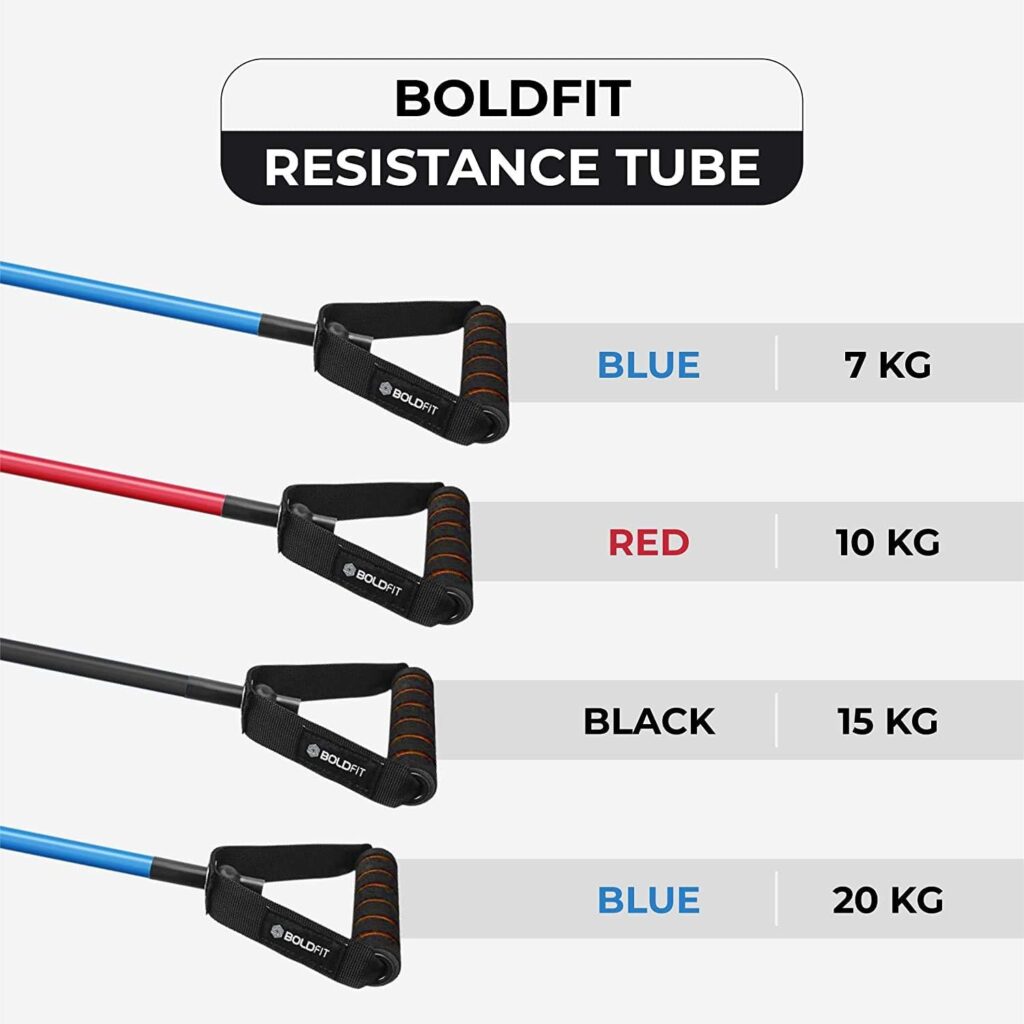 Boldfit Resistance Tube with Foam Handles, Door Anchor for Exercise  Stretching, Suitable in Home  Gym Workout for Men  Women-Multi Resistance Boldfit Resistance Tube with Foam Handles, Door Anchor for Exercise  Stretching, Suitable in Home  Gym Workout for Men  Women-Multi Resistance