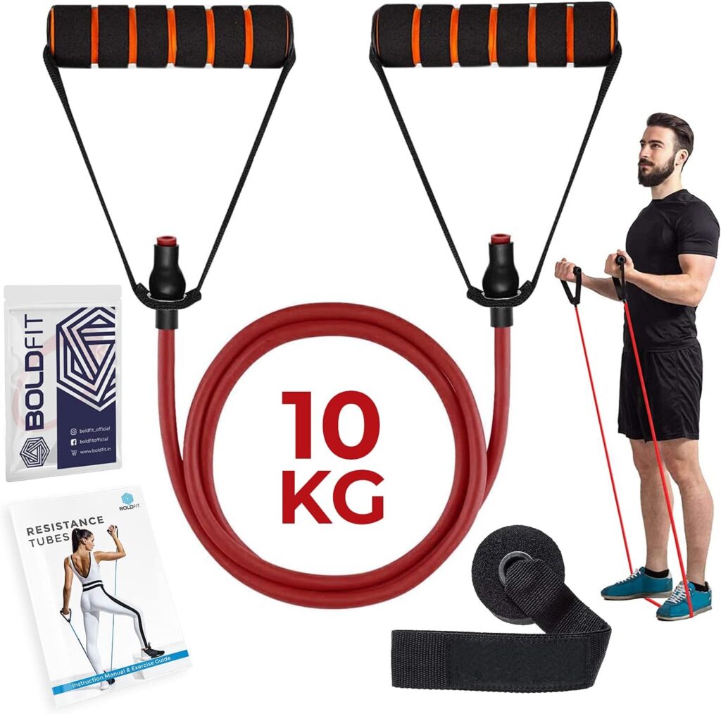 Boldfit Resistance Tube with Foam Handles, Door Anchor for Exercise  Stretching, Suitable in Home  Gym Workout for Men  Women-Multi Resistance Boldfit Resistance Tube with Foam Handles, Door Anchor for Exercise  Stretching, Suitable in Home  Gym Workout for Men  Women-Multi Resistance