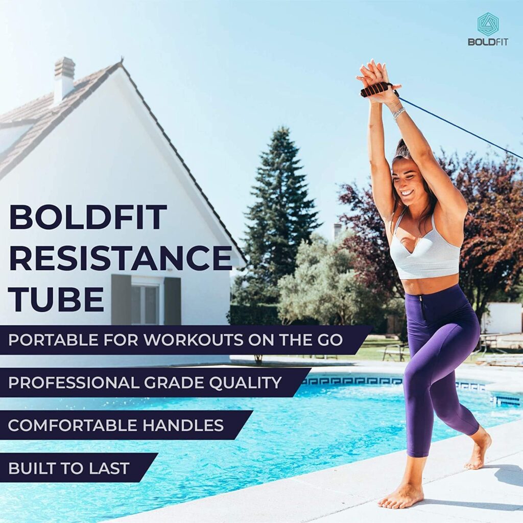 Boldfit Resistance Tube with Foam Handles, Door Anchor for Exercise  Stretching, Suitable in Home  Gym Workout for Men  Women-Multi Resistance Boldfit Resistance Tube with Foam Handles, Door Anchor for Exercise  Stretching, Suitable in Home  Gym Workout for Men  Women-Multi Resistance