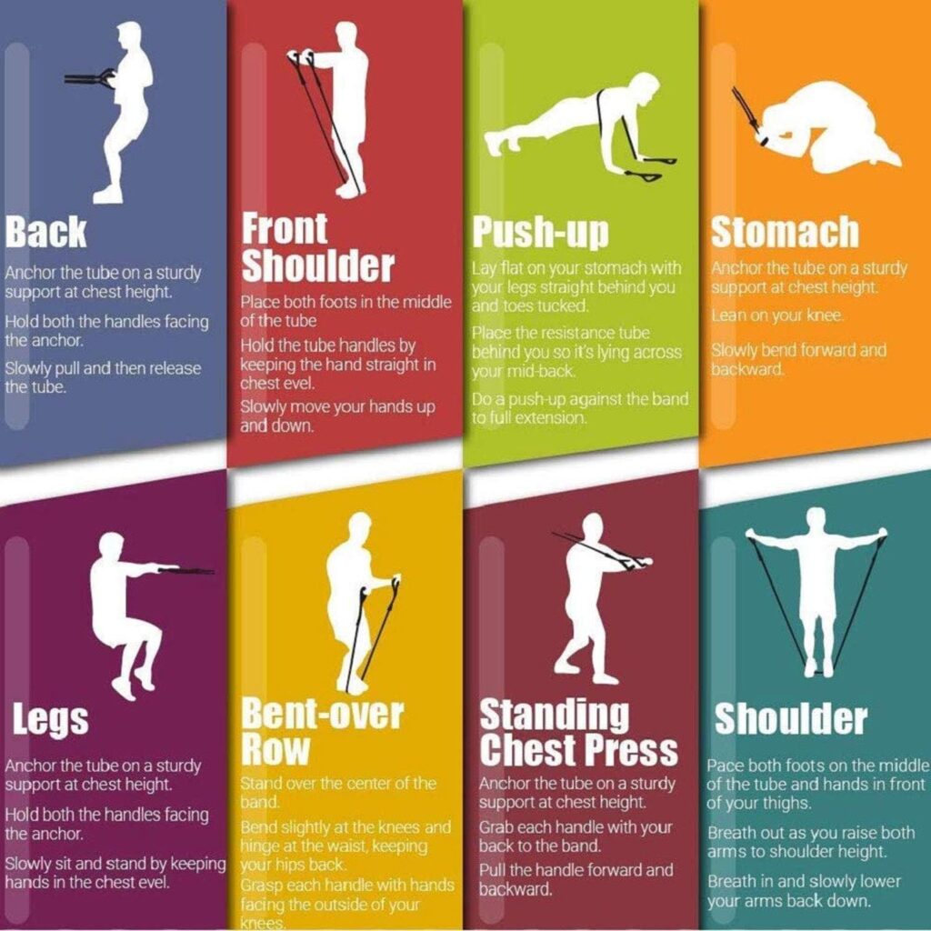 DAZIBAO® Double Toning Resistance Tube Pull Rope Elastic Rubber Exercise Band for Stretching, Workout, Home Gym and Toning with Heavy Quality D Shaped Handles with Workout Chart DAZIBAO® Double Toning Resistance Tube Pull Rope Elastic Rubber Exercise Band for Stretching, Workout, Home Gym and Toning with Heavy Quality D Shaped Handles with Workout Chart