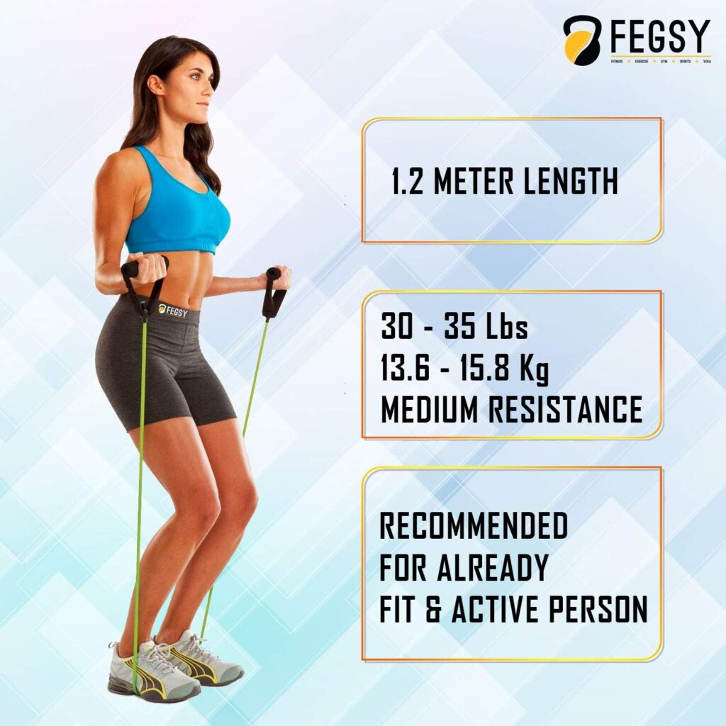 FEGSY Resistance Tube Exercise Bands for Stretching, Workout, and Toning for Men, and Women - 50 LBS FEGSY Resistance Tube Exercise Bands for Stretching, Workout, and Toning for Men, and Women - 50 LBS