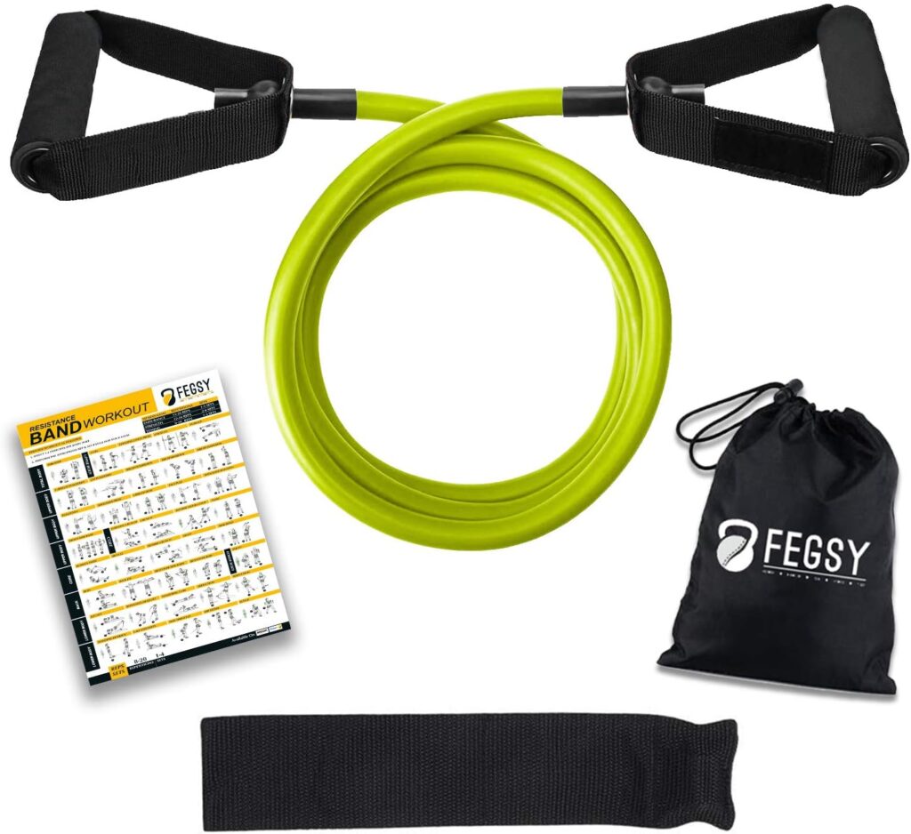FEGSY Resistance Tube Exercise Bands for Stretching, Workout, and Toning for Men, and Women - 50 LBS FEGSY Resistance Tube Exercise Bands for Stretching, Workout, and Toning for Men, and Women - 50 LBS