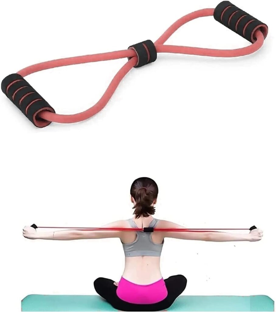 FRIDOBURD Resistance Yoga Tube Band - 6.8kg (15lbs) Figure 8 Shaped Latex Tube, Soft Chest Expander Fitness Exercise, Workout Chest Arm  Shoulder Stretch Exercise Equipment (Colour May Vary) (1) FRIDOBURD Resistance Yoga Tube Band - 6.8kg (15lbs) Figure 8 Shaped Latex Tube, Soft Chest Expander Fitness Exercise, Workout Chest Arm  Shoulder Stretch Exercise Equipment (Colour May Vary) (1)