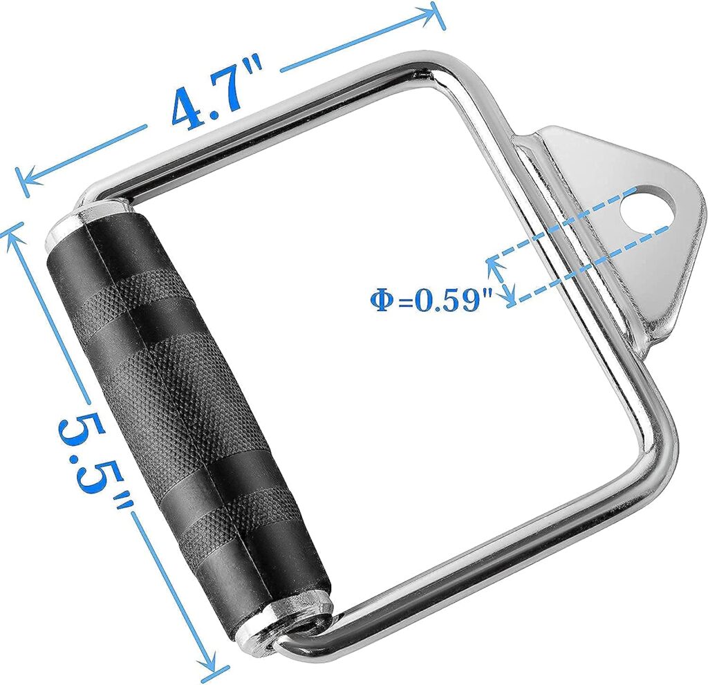 GYMINGWORLD Gyming World™ Single Cable Cross D Handle Steel with Rubber Hand Grips Commercial Grade Exercise Attachment for Professional Pulley Machines (Imported, Silver and Black) GYMINGWORLD Gyming World™ Single Cable Cross D Handle Steel with Rubber Hand Grips Commercial Grade Exercise Attachment for Professional Pulley Machines (Imported, Silver and Black)
