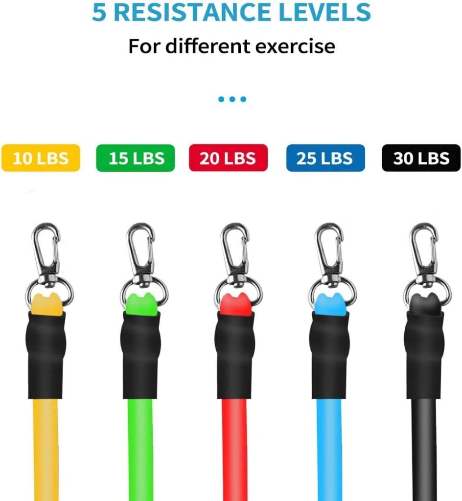 HOW (HOUSE OF WISHES) with Device Elastic Exercise Bands Sets Portable Workout Cable Stackable Up to 100 Lbs 5 Exercises Cords with Handles, Door Anchor, Ankle Straps (Material: Synthetic Rubber) HOW (HOUSE OF WISHES) with Device Elastic Exercise Bands Sets Portable Workout Cable Stackable Up to 100 Lbs 5 Exercises Cords with Handles, Door Anchor, Ankle Straps (Material: Synthetic Rubber)