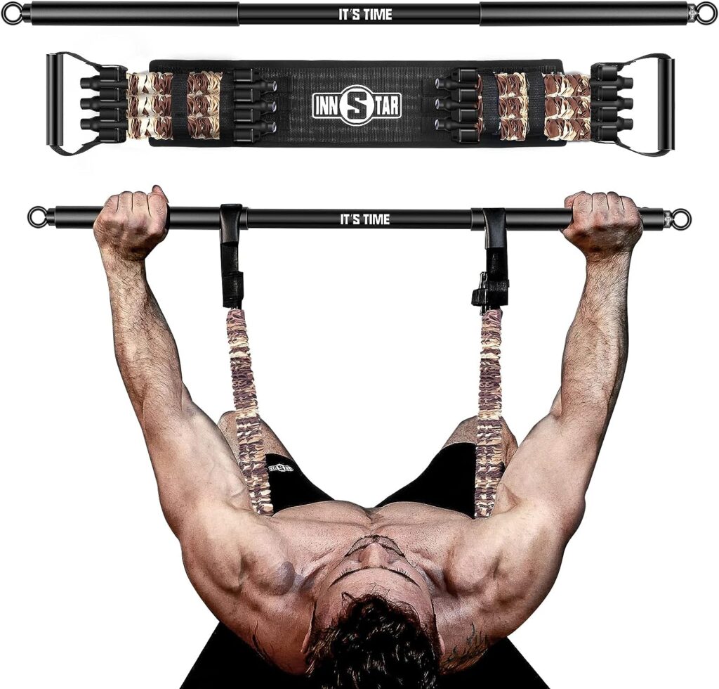 INNSTAR Adjustable Bench Press Band with Bar, Upgraded Push Up Resistance Bands, Portable Chest Builder Workout Equipment, Arm Expander for Home Workout,Gym,Fitness,Travel (Camo Brown-160LB) INNSTAR Adjustable Bench Press Band with Bar, Upgraded Push Up Resistance Bands, Portable Chest Builder Workout Equipment, Arm Expander for Home Workout,Gym,Fitness,Travel (Camo Brown-160LB)