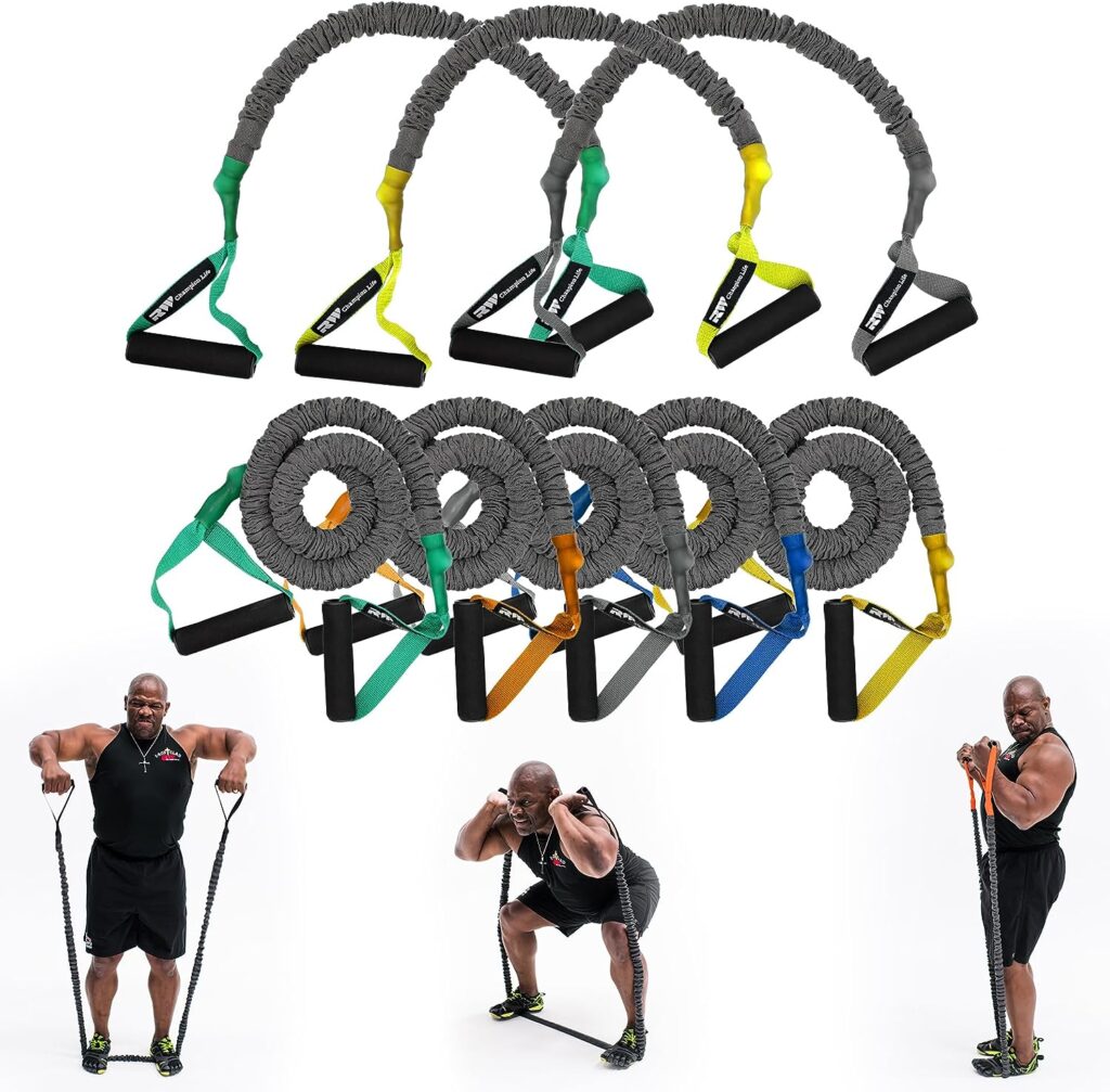 Ron Williams Fitness Resistance Band with Handles - Home Gym Resistance Training for Men and Women - Strength Building Exercise Bands (Medium, 30lbs) Ron Williams Fitness Resistance Band with Handles - Home Gym Resistance Training for Men and Women - Strength Building Exercise Bands (Medium, 30lbs)