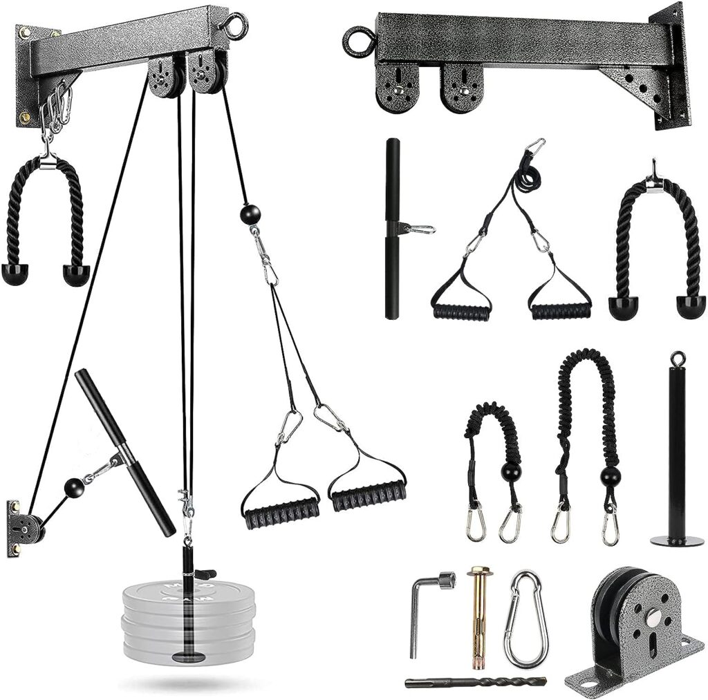 TRENDBOX Pulley System Gym Cable Machine 280LB LAT Pulldown Attachments Chest Expansion Training Exercise and Fitness Home Gyms TRENDBOX Pulley System Gym Cable Machine 280LB LAT Pulldown Attachments Chest Expansion Training Exercise and Fitness Home Gyms