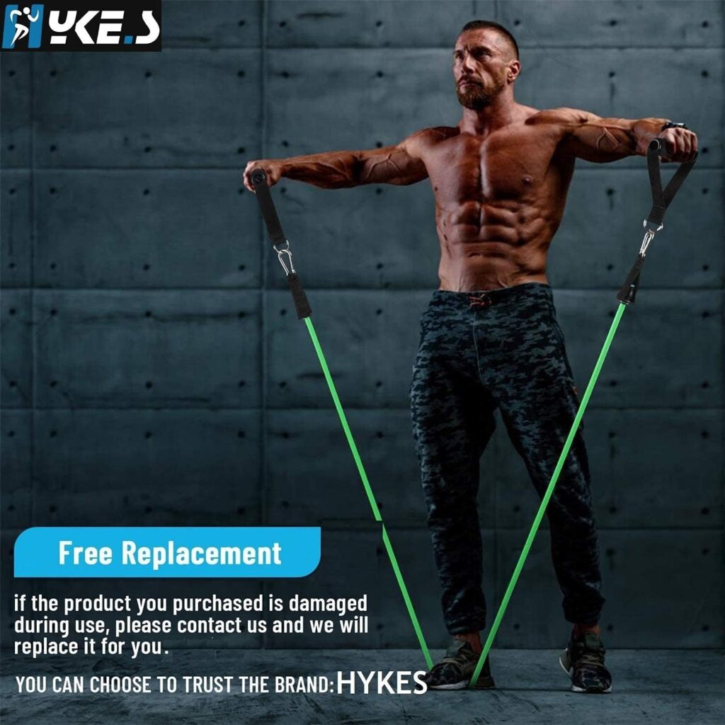 Hykes Unbreakable Resistance Bands Set (11Pcs) for Exercise, 100% Natural Latex Toning Tubes Kit for Workouts, Stretching for Men and Women (150Lbs) ,NATURAL LATEX