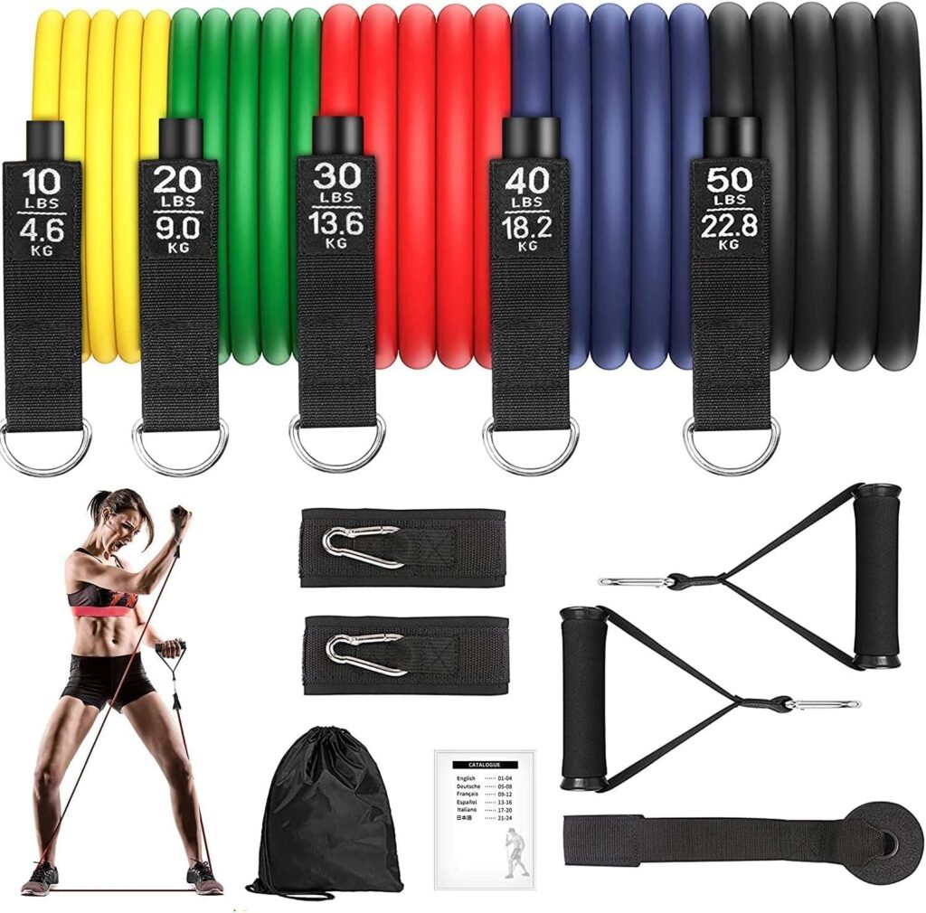 QUXIS Resistance Exercise Bands with Door Anchor, Handles, Waterproof Carry Bag, Legs Ankle Straps for Resistance Training, Physical Therapy, Home Workouts, Resistance Band. ,Rubber QUXIS Resistance Exercise Bands with Door Anchor, Handles, Waterproof Carry Bag, Legs Ankle Straps for Resistance Training, Physical Therapy, Home Workouts, Resistance Band. ,Rubber