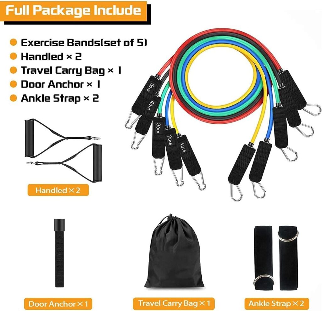 QUXIS Resistance Exercise Bands with Door Anchor, Handles, Waterproof Carry Bag, Legs Ankle Straps for Resistance Training, Physical Therapy, Home Workouts, Resistance Band. ,Rubber QUXIS Resistance Exercise Bands with Door Anchor, Handles, Waterproof Carry Bag, Legs Ankle Straps for Resistance Training, Physical Therapy, Home Workouts, Resistance Band. ,Rubber